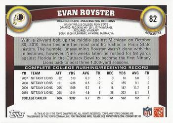 2011 Topps Chrome - Xfractors #82 Evan Royster Back