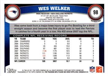 2011 Topps Chrome - Xfractors #98 Wes Welker Back