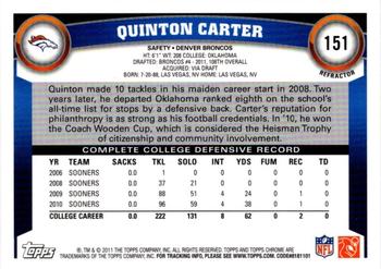 2011 Topps Chrome - Xfractors #151 Quinton Carter Back
