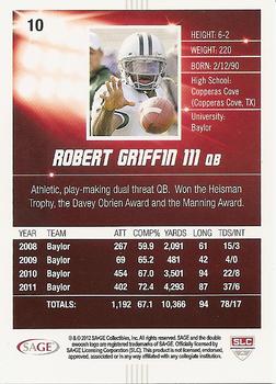 2012 SAGE HIT #10 Robert Griffin Back