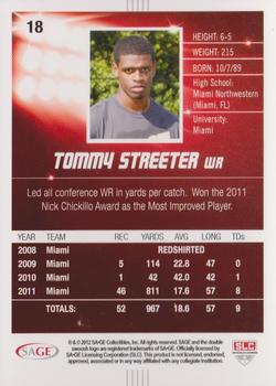 2012 SAGE HIT #18 Tommy Streeter Back