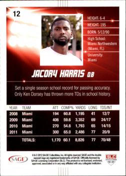 2012 SAGE HIT #12 Jacory Harris Back