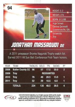 2012 SAGE HIT #94 Jonathan Massaquoi Back