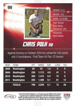 2012 SAGE HIT #99 Chris Polk Back