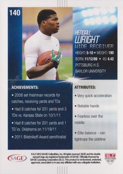 2012 SAGE HIT #140 Kendall Wright Back