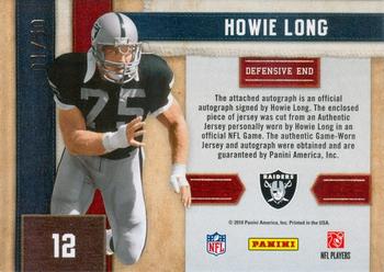 2010 Panini Absolute Memorabilia - Canton Absolutes Materials Autographs #12 Howie Long Back