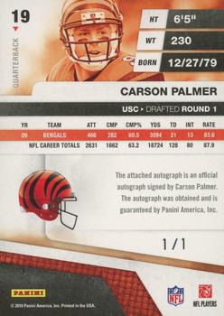 2010 Panini Absolute Memorabilia - Spectrum Platinum Autographs #19 Carson Palmer Back