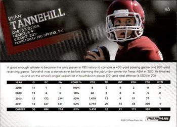 2012 Press Pass #46 Ryan Tannehill Back