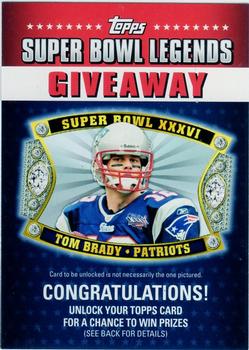 2011 Topps - Super Bowl Legends Giveaway #SBLG-7 Tom Brady Front