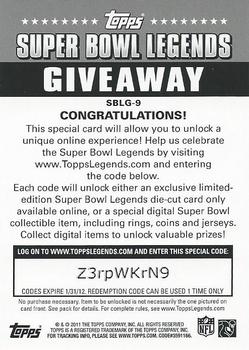 2011 Topps - Super Bowl Legends Giveaway #SBLG-9 Drew Brees Back