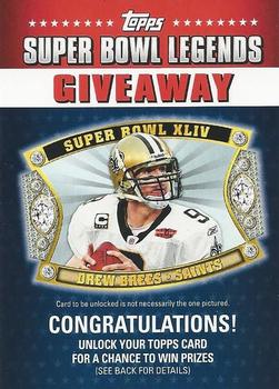 2011 Topps - Super Bowl Legends Giveaway #SBLG-9 Drew Brees Front