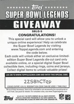 2011 Topps - Super Bowl Legends Giveaway #SBLG-5 Emmitt Smith Back
