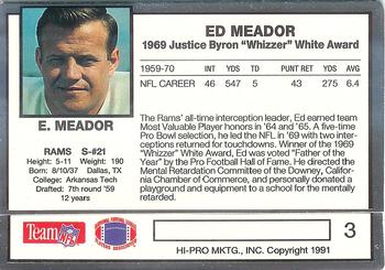 1991 Action Packed Whizzer White Award #3 Ed Meador Back