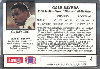1991 Action Packed Whizzer White Award #4 Gale Sayers Back
