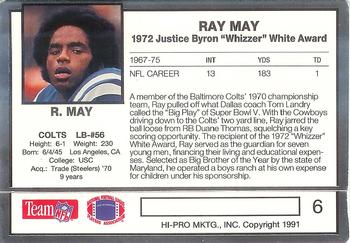 1991 Action Packed Whizzer White Award #6 Ray May Back