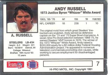 1991 Action Packed Whizzer White Award #7 Andy Russell Back