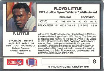 1991 Action Packed Whizzer White Award #8 Floyd Little Back