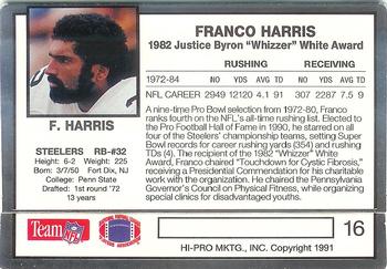 1991 Action Packed Whizzer White Award #16 Franco Harris Back