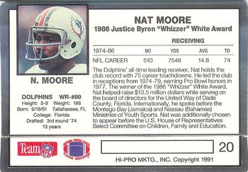 1991 Action Packed Whizzer White Award #20 Nat Moore Back