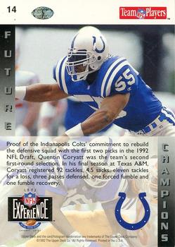 1993 Upper Deck NFL Experience #14 Quentin Coryatt Back