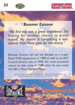 1993 Upper Deck NFL Experience #23 Boomer Esiason Back