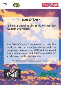1993 Upper Deck NFL Experience #25 Ken O'Brien Back