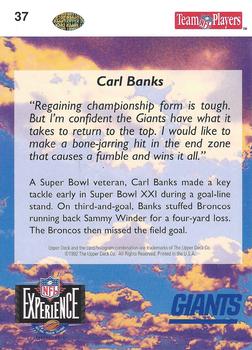 1993 Upper Deck NFL Experience #37 Carl Banks Back