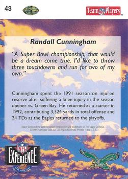 1993 Upper Deck NFL Experience #43 Randall Cunningham Back
