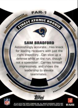 2010 Finest - Atomic Refractor Rookies #FAR-1 Sam Bradford  Back