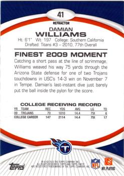 2010 Finest - Mosaic Refractors #41 Damian Williams  Back