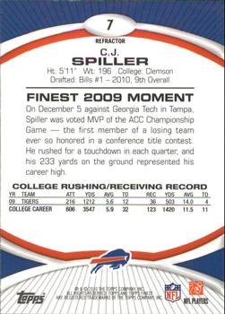 2010 Finest - Refractors #7 C.J. Spiller  Back