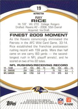 2010 Finest - Refractors #19 Ray Rice  Back