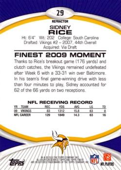 2010 Finest - Refractors #29 Sidney Rice  Back
