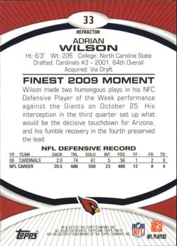 2010 Finest - Refractors #33 Adrian Wilson  Back