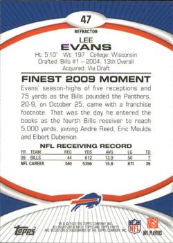 2010 Finest - Refractors #47 Lee Evans  Back