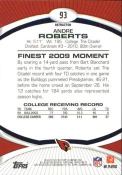 2010 Finest - Refractors #93 Andre Roberts  Back
