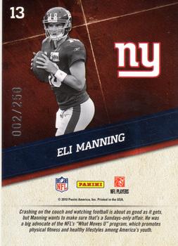 2010 Panini Gridiron Gear - NFL Nation Silver #13 Eli Manning  Back