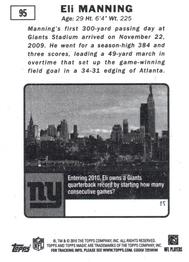 2010 Topps Magic - Mini #95 Eli Manning  Back