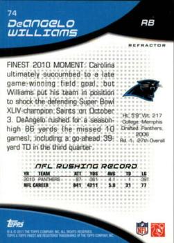 2011 Finest - Blue Refractors #74 DeAngelo Williams Back