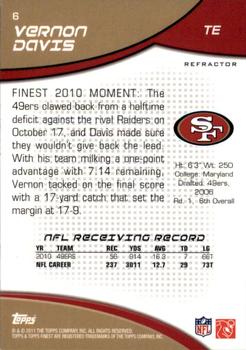 2011 Finest - Gold Refractors #6 Vernon Davis Back