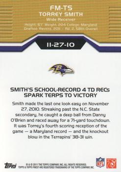 2011 Finest - Moments #FM-TS Torrey Smith Back