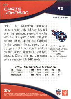 2011 Finest - Red Refractors #20 Chris Johnson Back