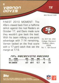 2011 Finest - Refractors #6 Vernon Davis  Back