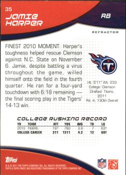 2011 Finest - Refractors #35 Jamie Harper  Back