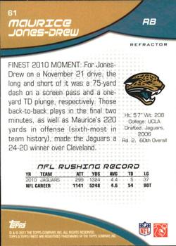 2011 Finest - Refractors #61 Maurice Jones-Drew  Back
