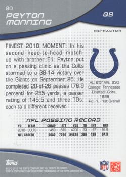 2011 Finest - Refractors #80 Peyton Manning  Back