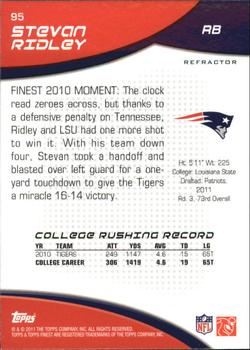 2011 Finest - Refractors #95 Stevan Ridley  Back
