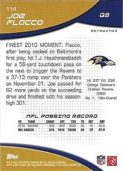 2011 Finest - Refractors #114 Joe Flacco  Back