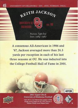 2011 Upper Deck University of Oklahoma #46 Keith Jackson Back