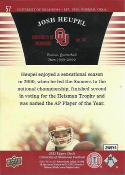 2011 Upper Deck University of Oklahoma #57 Josh Heupel Back
